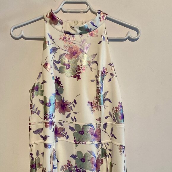 Metallic Floral Halter Gown - Eliza J. - Picture 2 of 10